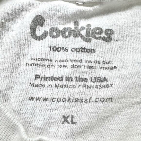 Cookies SF Logo T-Shirt Graphic Print Men’s XL  White Urban Streetwear Skater - Picture 4 of 7